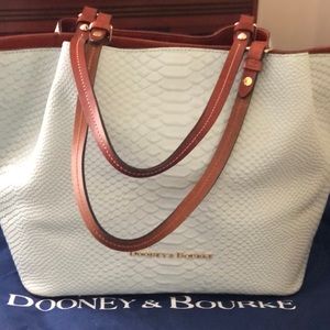 Dooney & Bourke ice blue embossed Barlow Tote